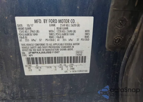 2018 Ford Edge Sel из США, поврежденный, VIN 2FMPK4J88JBB11587